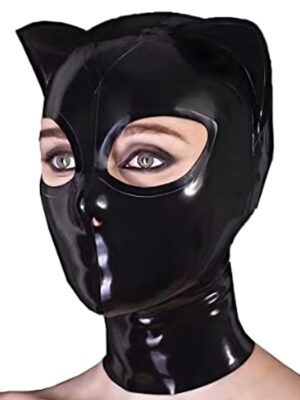 Latex Cat Mask with Closed Mouth