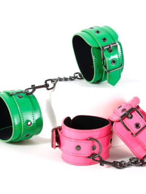 Shiny PU Handcuffs with Pin Buckle
