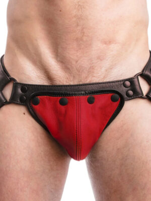 Leather Jock with Black Strap