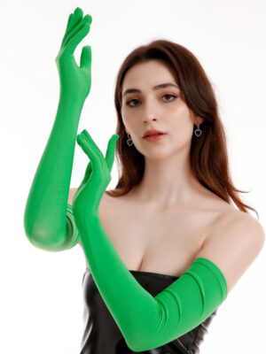 Multi-colored Thin Elastic Milk Fleece Long Gloves