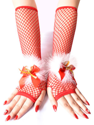 Merry Christmas Party Fishnet Gloves