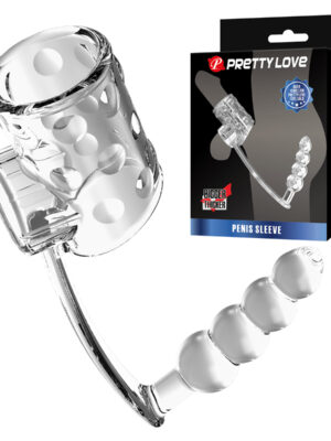 Crystal Penis Sleeve With Anal Beads