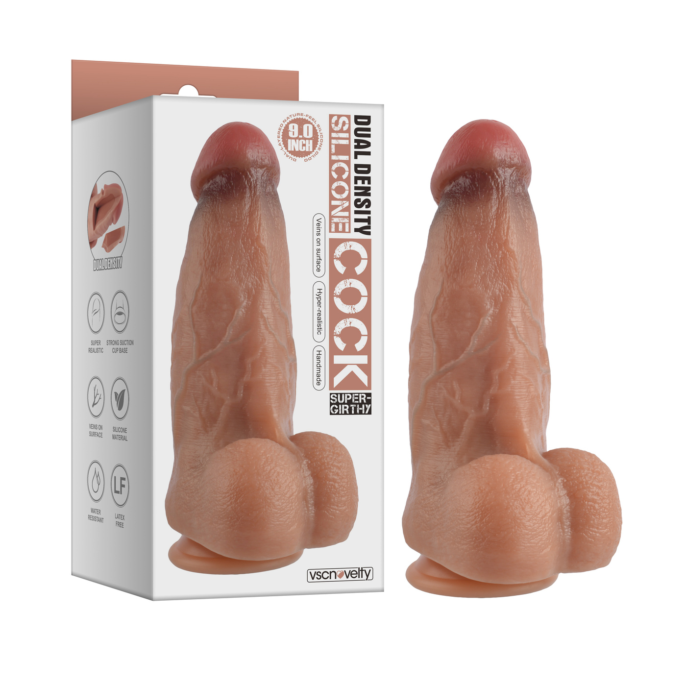 9.0” Dual-Layered Nature-Feel Silicone Dildo-Super Girthy
