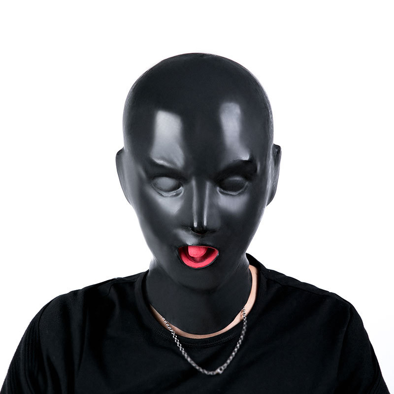 Black 3D 7 mm Latex Hood Mask Gummi Nasal Tube