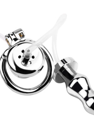 Chastity Cage With Enema Butt Plug